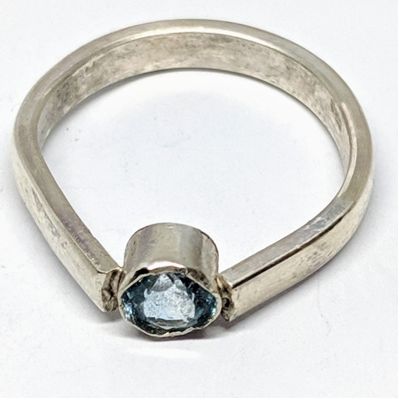 Handcrafted Blue Topaz Sterling Silver Ring - Picture 7 of 8